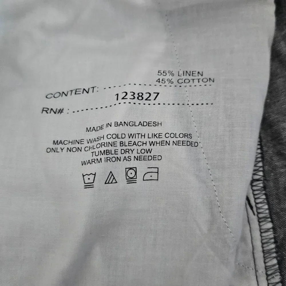 Bruno Washable Linen Blend Grey Shorts Men 34 Classic Fit